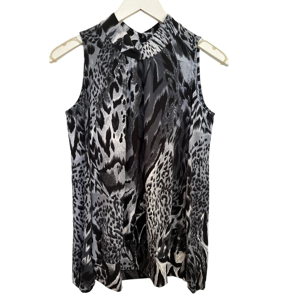 Cache Animal Print Cold Shoulder Top Medium